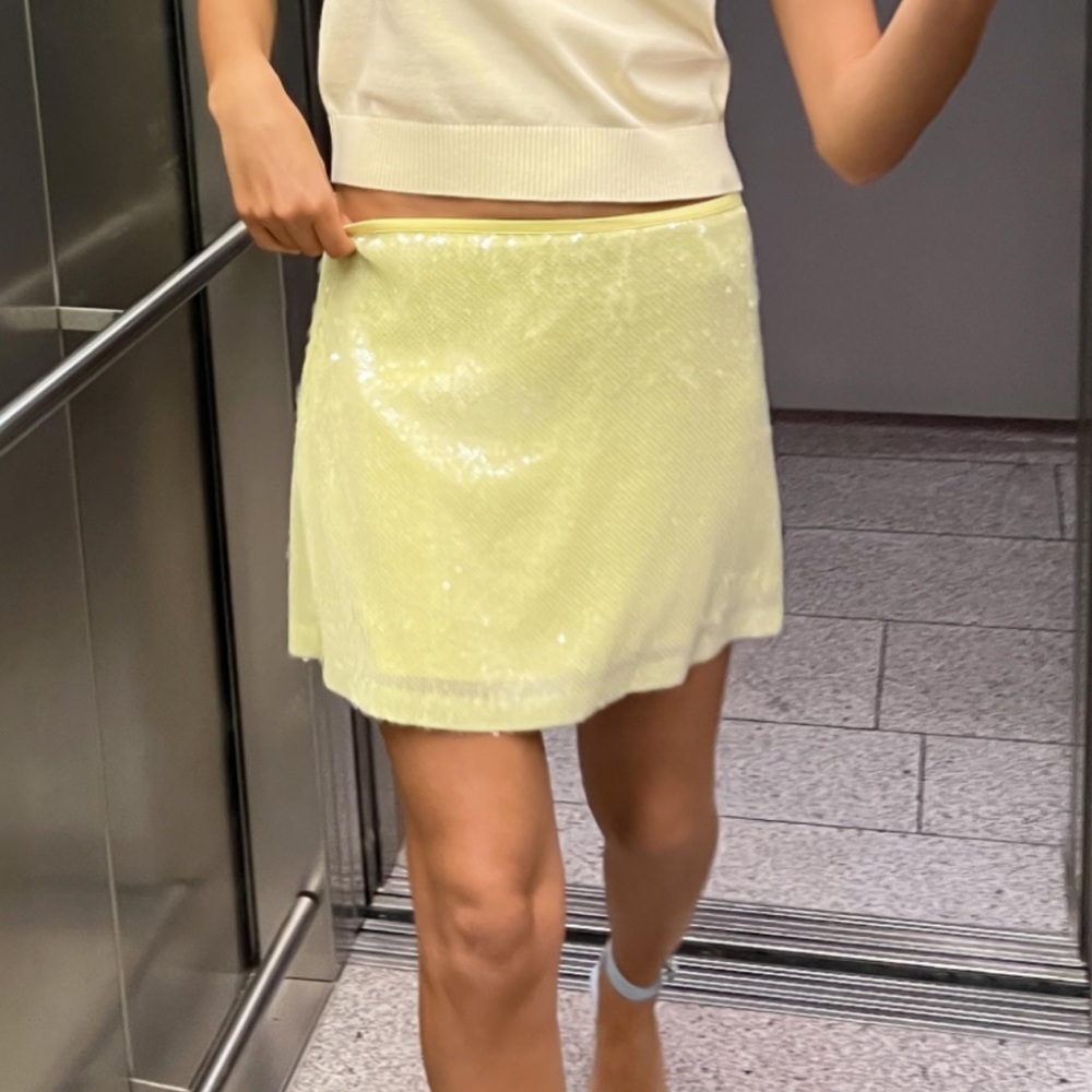 ZARA mini sequin yellow skirt